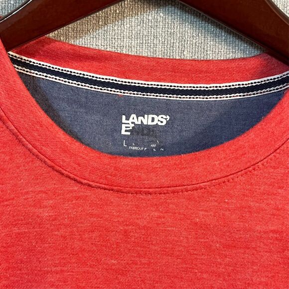 Lands' End Men's Classic Fit 4-Way Stretch Tee, Red, Size Large, Soft, Light - Picture 2 of 7
